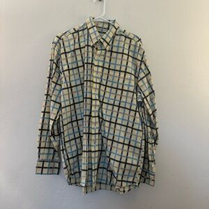Cutter & Buck Blue and Cream Casual Button Down Shirt
